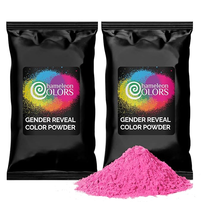 Chameleon Colors Pink Gender Reveal Powder - Blackout Kit - Two 1 lb Bags - Vibrant Pink Color - Powder for Baby Girl Gender Reveal - Color Not Visible Through Bag - Easy Cleanup - Non-Toxic
