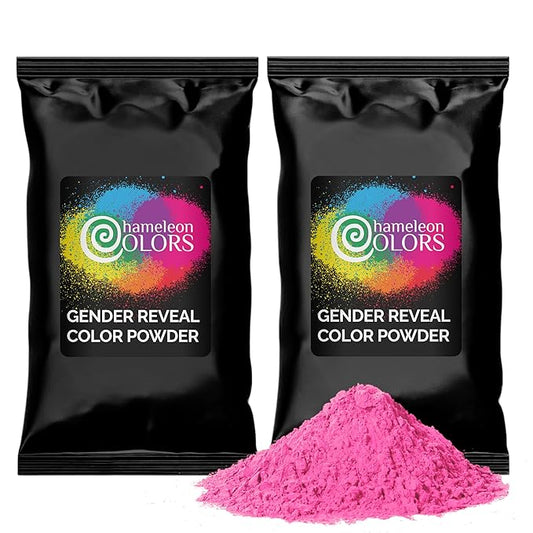 Chameleon Colors Pink Gender Reveal Powder - Blackout Kit - Two 1 lb Bags - Vibrant Pink Color - Powder for Baby Girl Gender Reveal - Color Not Visible Through Bag - Easy Cleanup - Non-Toxic