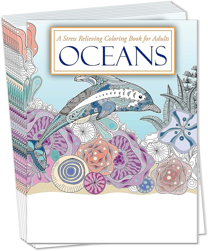 ZOCO Oceans Coloring Books – 10 Bulk Pack – Relaxation Gifts for Adults, Seniors & Teens – Great for Wellness Programs, Group Activities & Assisted Living