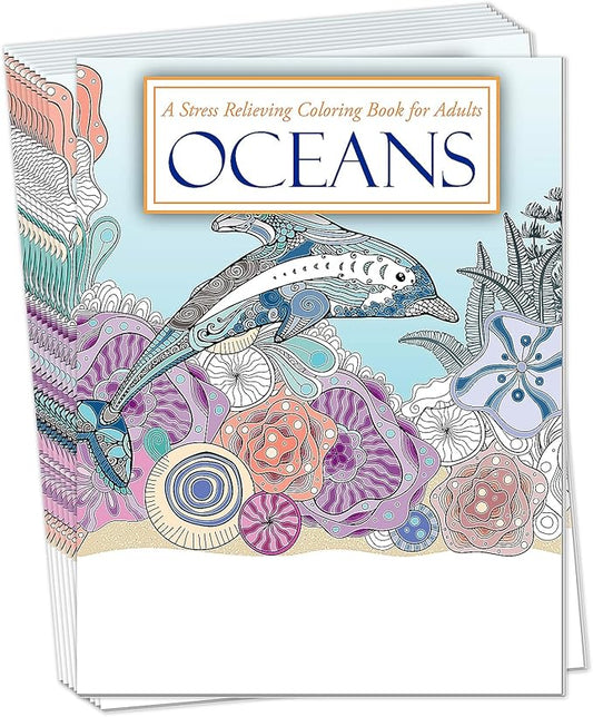 ZOCO Oceans Coloring Books – 10 Bulk Pack – Relaxation Gifts for Adults, Seniors & Teens – Great for Wellness Programs, Group Activities & Assisted Living