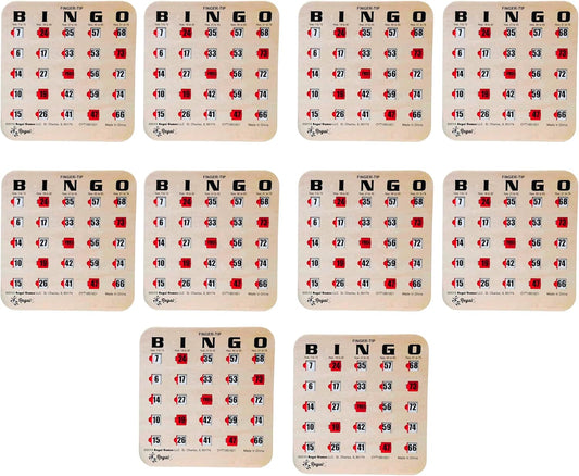 Regal Bingo Bulk Bingo Cards with Sliding Windows - Reusable Large Print Bingo Game Cards for Adults Large Group - 10 Pack, Woodgrain