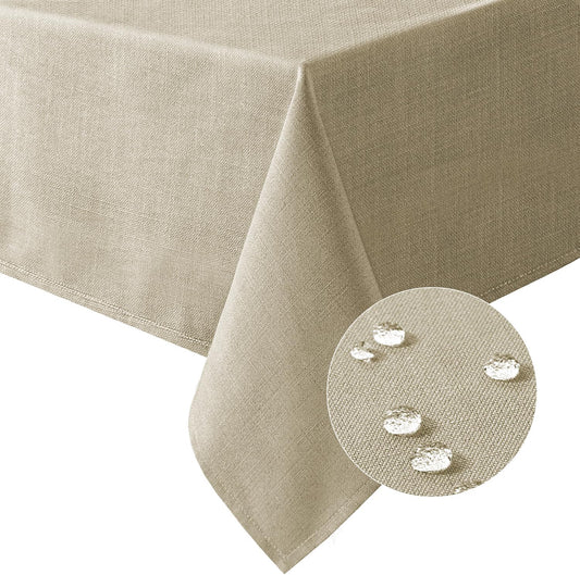 H.VERSAILTEX Linen Textured Table Cloths 54 x 54 Inch Premium Solid Tablecloth Spill-Proof Waterproof Table Cover for Dining Buffet Feature Extra Soft and Thick Fabric Wrinkle Free, Taupe
