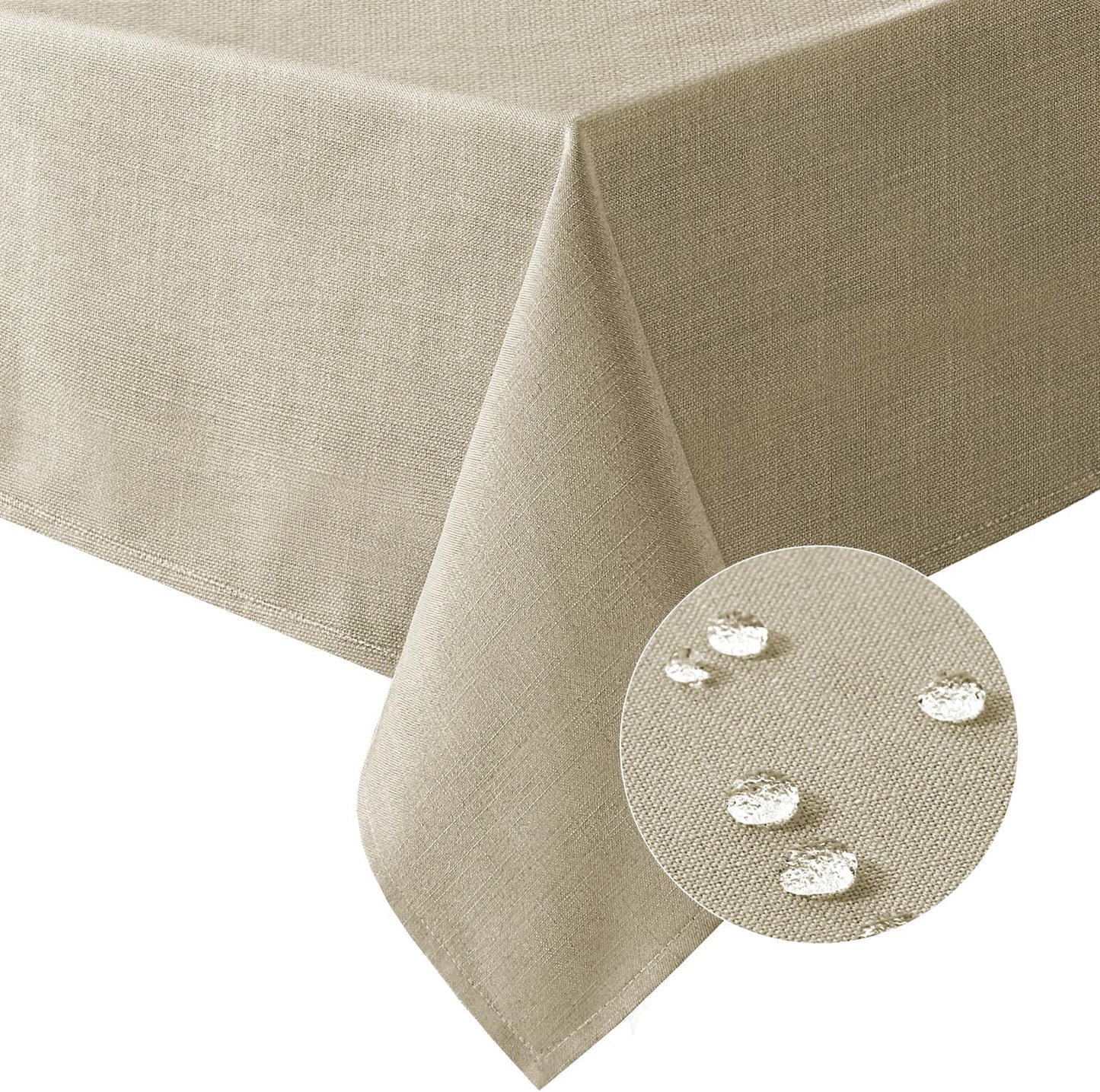H.VERSAILTEX Linen Textured Table Cloths 60 x 60 Inch Premium Solid Tablecloth Spill-Proof Waterproof Table Cover for Dining Buffet Feature Extra Soft and Thick Fabric Wrinkle Free, Taupe