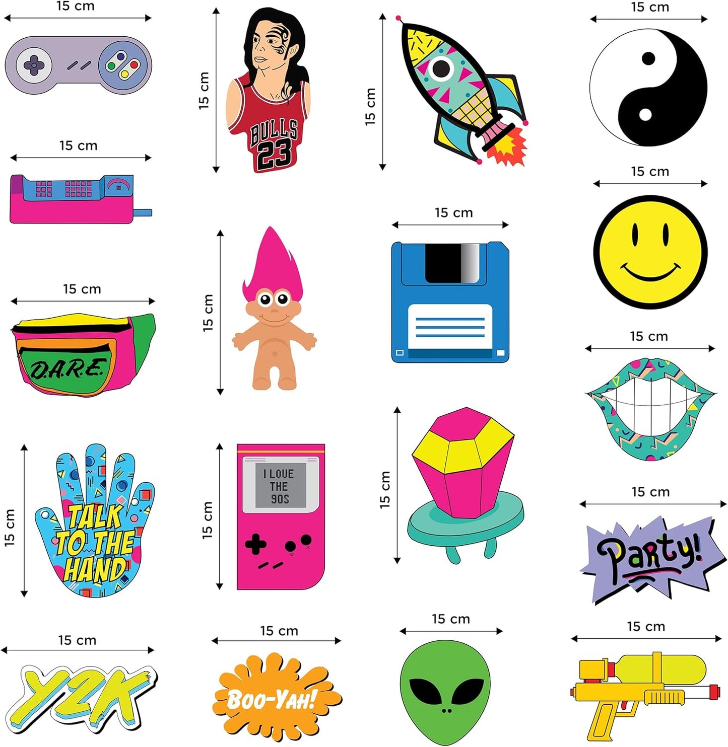 32 Piece 90s Party Hanging Swirls Decorations, Throwback 1990s Themed Party Supplies and Favors
