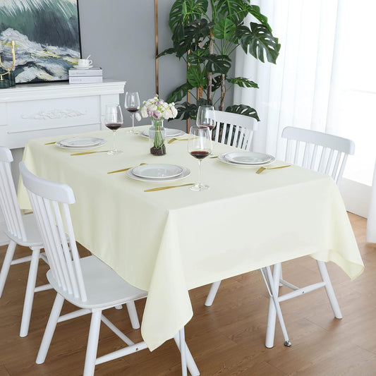 FOLINS&HOME Cream Rectangle Tablecloth 60 x 120 Wrinkle Free Waterproof Polyester Table Cloths, Spillproof Heavy Duty and Washable Table Cover for Party, Banquet, Indoor & Outdoor-Oblong/Rectangular