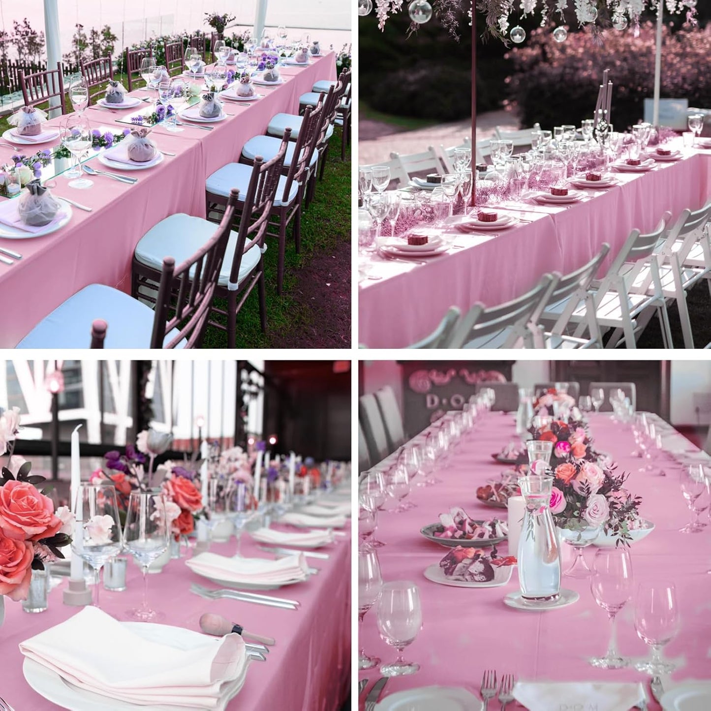 Rectangle Tablecloths 90x132 Inch 2 Pack Pink Tablecloth Washable Decorative Linen Polyester Table Cloths for Dining Table Banquets Buffet Parties and Wedding