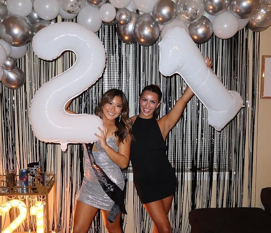 White Number 21 Balloon 40 inch, 21 Number Balloons, 21st White Birthday Decorations for Women Men, 21 Year Old Party Supplies