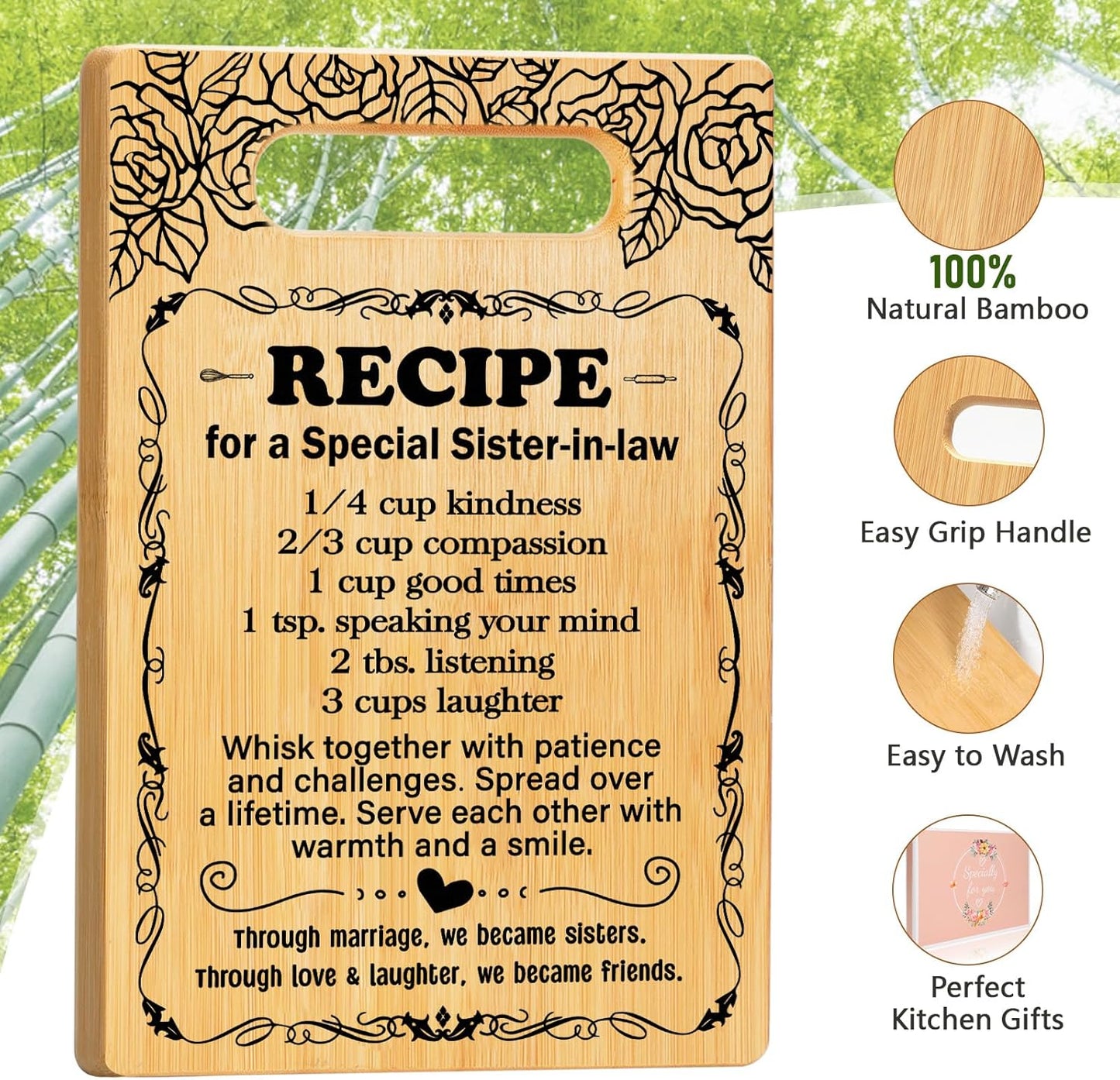 Sister in Law Birthday Gifts, Best Sister in Law Gifts from Sister, Cutting Board Set Gift for Sister-in-Law, Sister-in-Law Gifts for Mother's Day Wedding Christmas