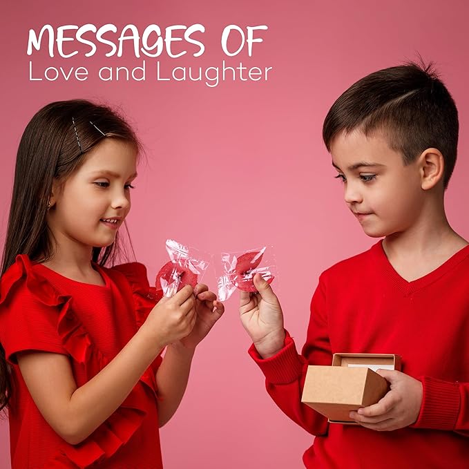 4E's Novelty Valentine Fortune Cookies (50 Pcs) - Fortune Cookies Individually Wrapped Bulk with 50 Valentine Messages, Valentine Treats for Kids Party, Non Candy Treats, 2025 Updated Version
