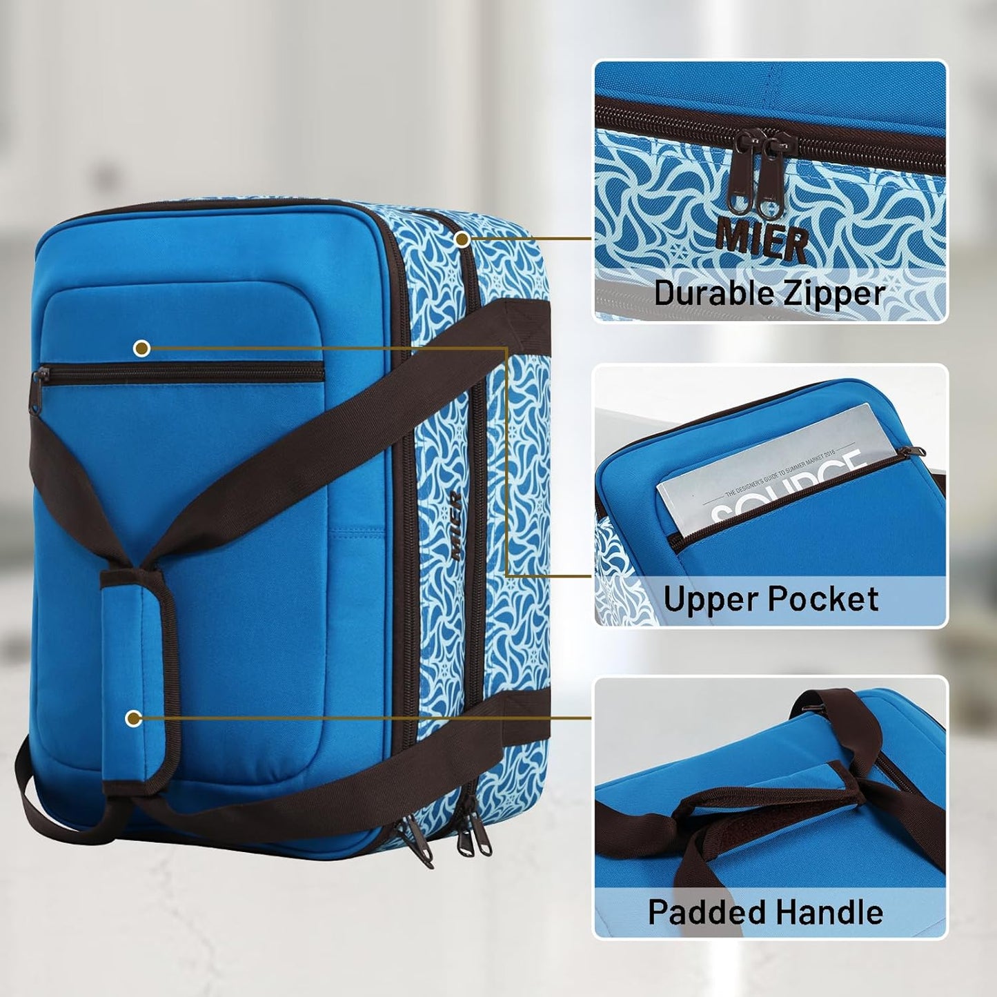 MIER Insulated Casserole Carrier Fits 9"x13" Baking Dishes/Foil Pans, Double Food Carriers Bag Thermal Holder for Hot or Cold Food Lasagna Lugger Potluck Parties Picnic Travel, Blue
