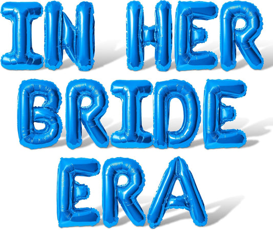 Letter Balloons - IN HER BRIDE ERA 16" Inch Alphabet Letters Foil Mylar Balloon Bachelorette Party Banner (Blue)