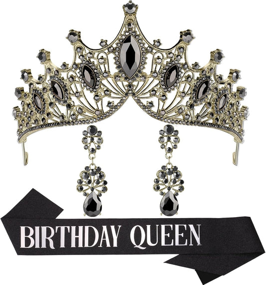 princess tiara，birthday princess gold crown for women，prom queen sash and tiara set， gothic tiaras，belle girl aurora crowns， princess adult woman, black swan