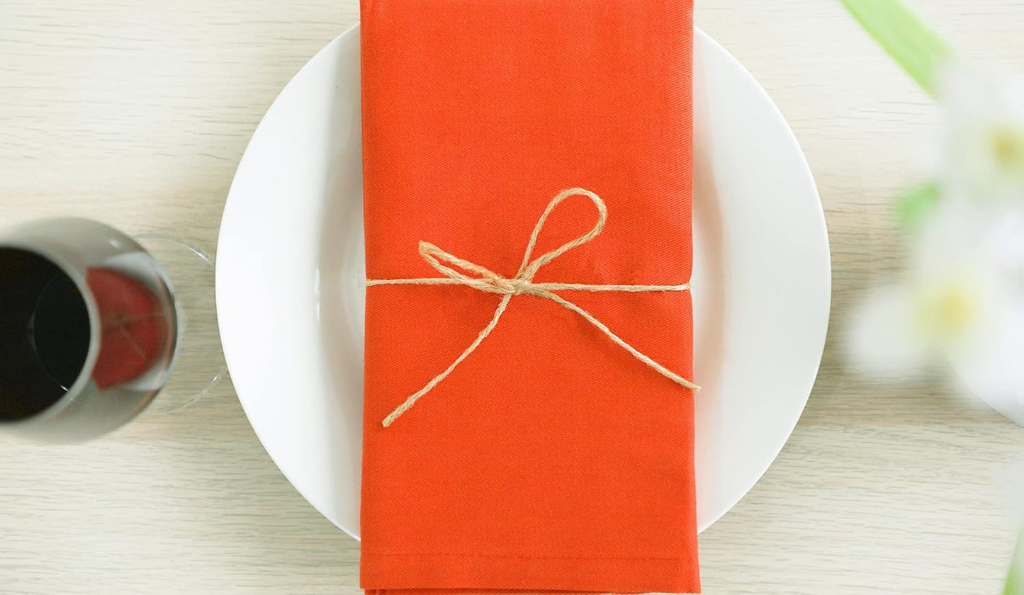AMOUR INFINI Cotton Cloth Napkins Set of 12 - Soft Premium Dinner Napkins with Hemmed Edges, Hotel Quality 18x18 Inch for Home Dining, Table Decor (Orange)