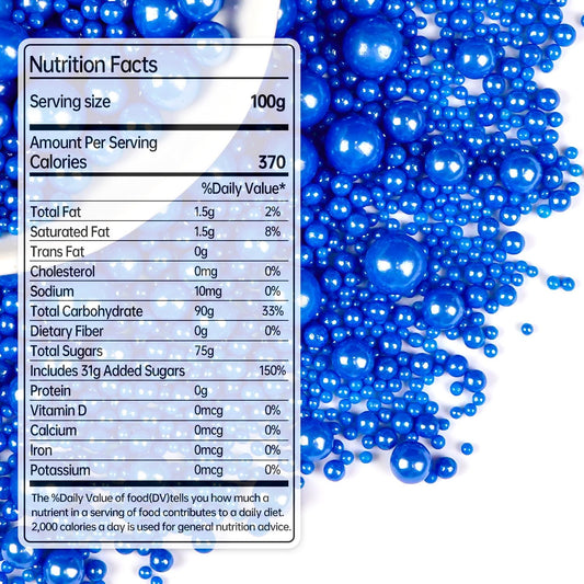 Deep Blue Pearl Sugar Sprinkles, Edible Candy Pearls, 150g/5.29oz, Blue Sprinkles for Cake Decorating, Baking Cake Decorations, Cupcakes, Foodgrade Toppers, Wedding Party Chirstmas Supplies