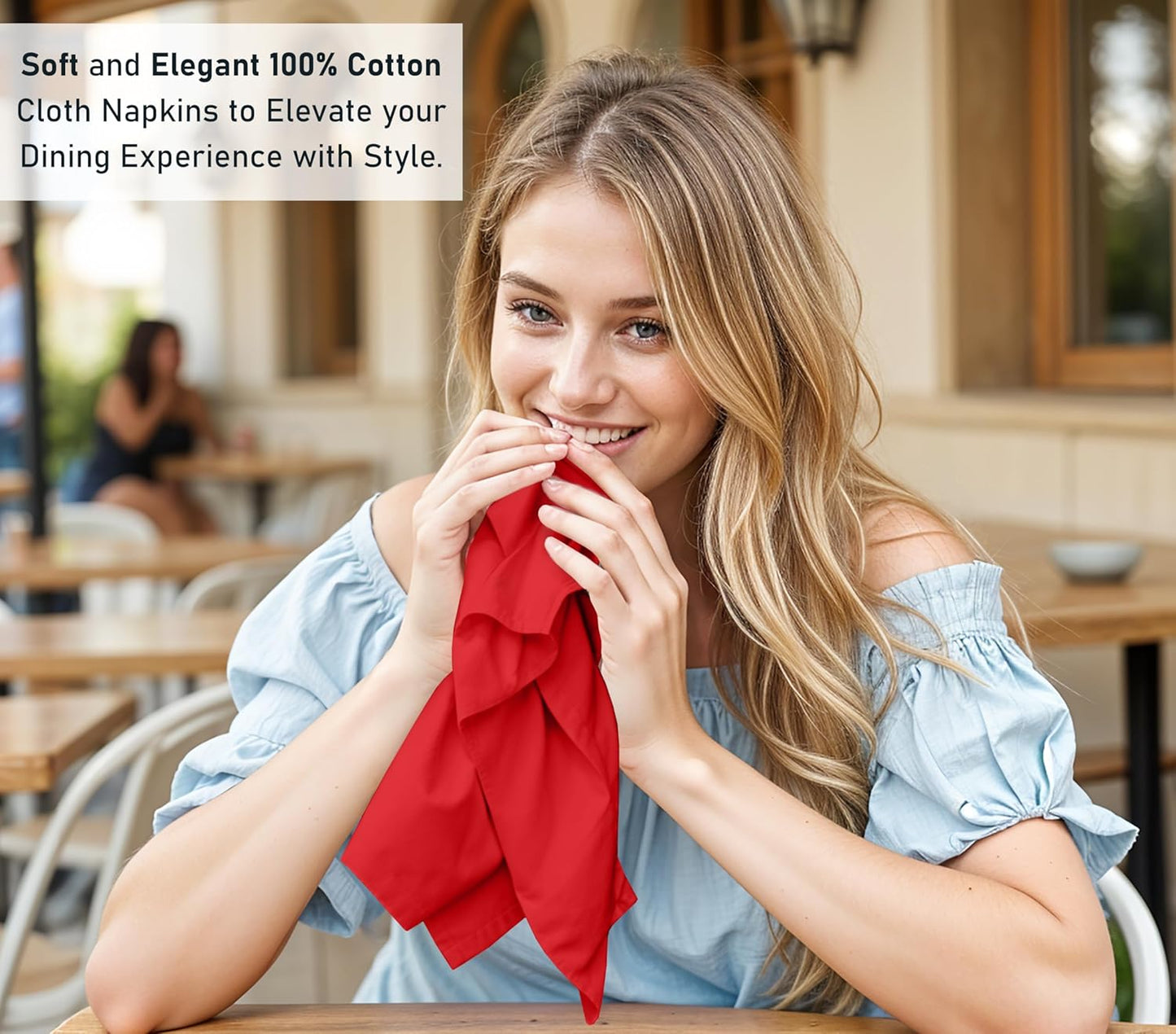 Ruvanti Cloth Napkins Set of 6, 18x18 Inches, 100% Cotton, Washable, Soft & Absorbent, Perfect for Wedding, Christmas, ‎Thanksgiving Dinners - Flame Scarlet