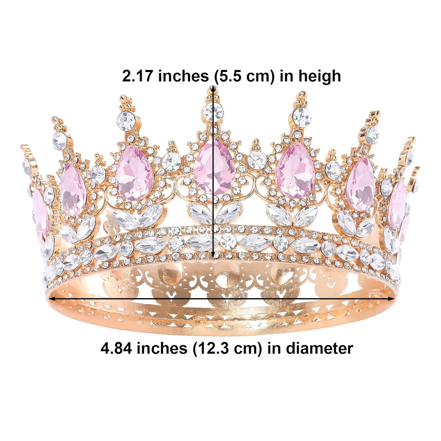 Pink Queen Crown for Women Crystal Tiara for Girl Rhinestone Wedding Headband for Bride Hair Accessories for Costume Birthday Party Prom Gifts