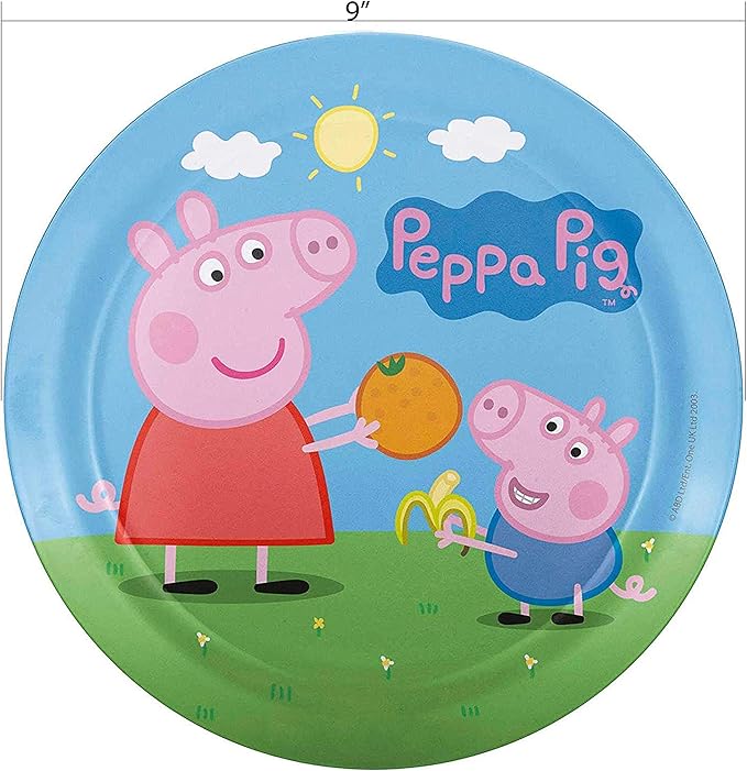 Zak Designs 5-Piece Dinnerware Set, Peppa Pig - Durable Plastic & Stainless Steel - Includes Tumbler, 8-Inch Plate, 6-Inch Bowl, Fork & Spoon - Suitable for Kids Ages 3+