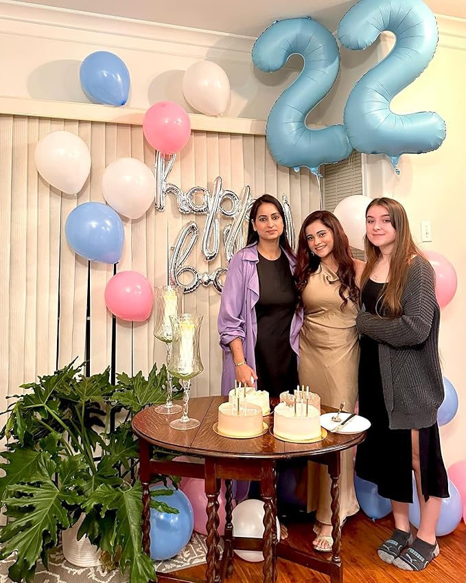 Pearlescent Blue 2 Balloon, Number Balloons 40 Inch, 2nd Balloon Number Birthday Decorations, Second Two Birthday Party Supplies, Number 2 Balloon