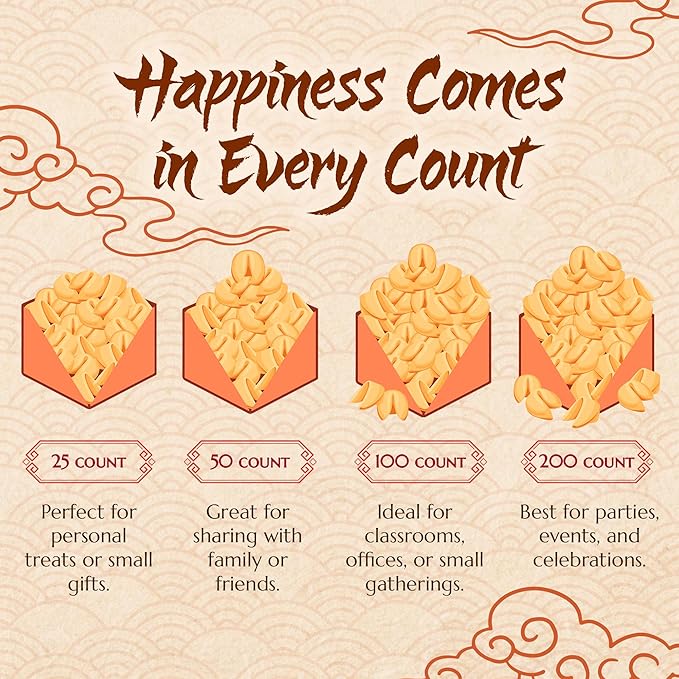 East and Else Fortune Cookies, Individually Wrapped, Vanilla Flavor, Premium Bulk Pack, Made in USA (200 Count)