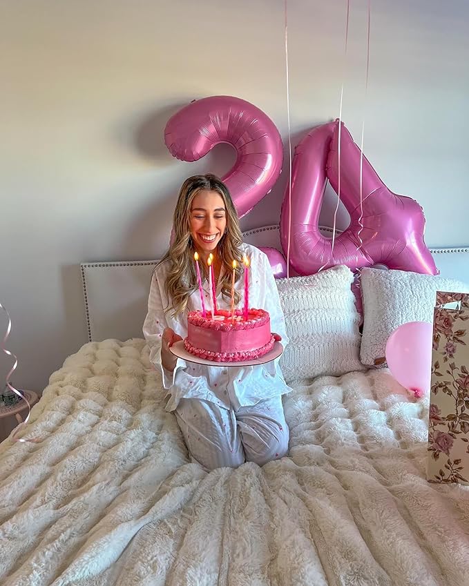 Pink Number 2 Balloon 40 Inch, 2nd Birthday Decoration for Toddlers Girls Boys, Sparkling 2 Number Balloon Party Decor