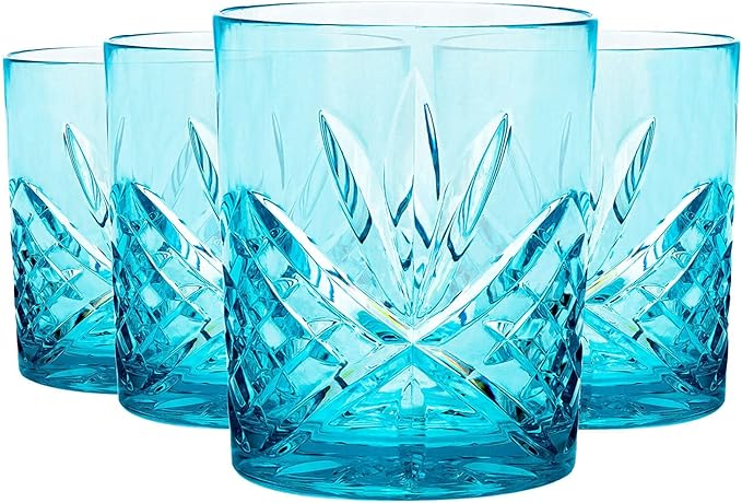 Godinger Acrylic Whiskey Glasses, Shatterproof and Reusable Whiskey Glass Tumbler Cups - Dublin Collection, Set of 4