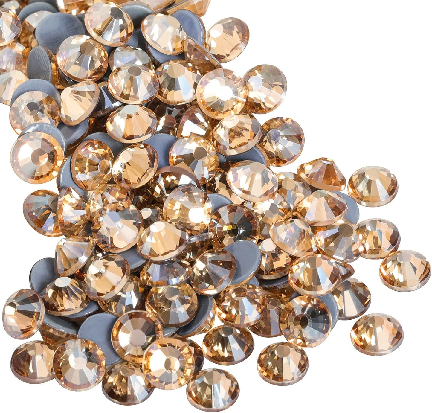 Beadsland Hotfix Rhinestones, 1440pcs Flatback Crystal Rhinestones for Crafts Clothes DIY Decorations, Golden Shadow, SS20, 4.6-4.8mm
