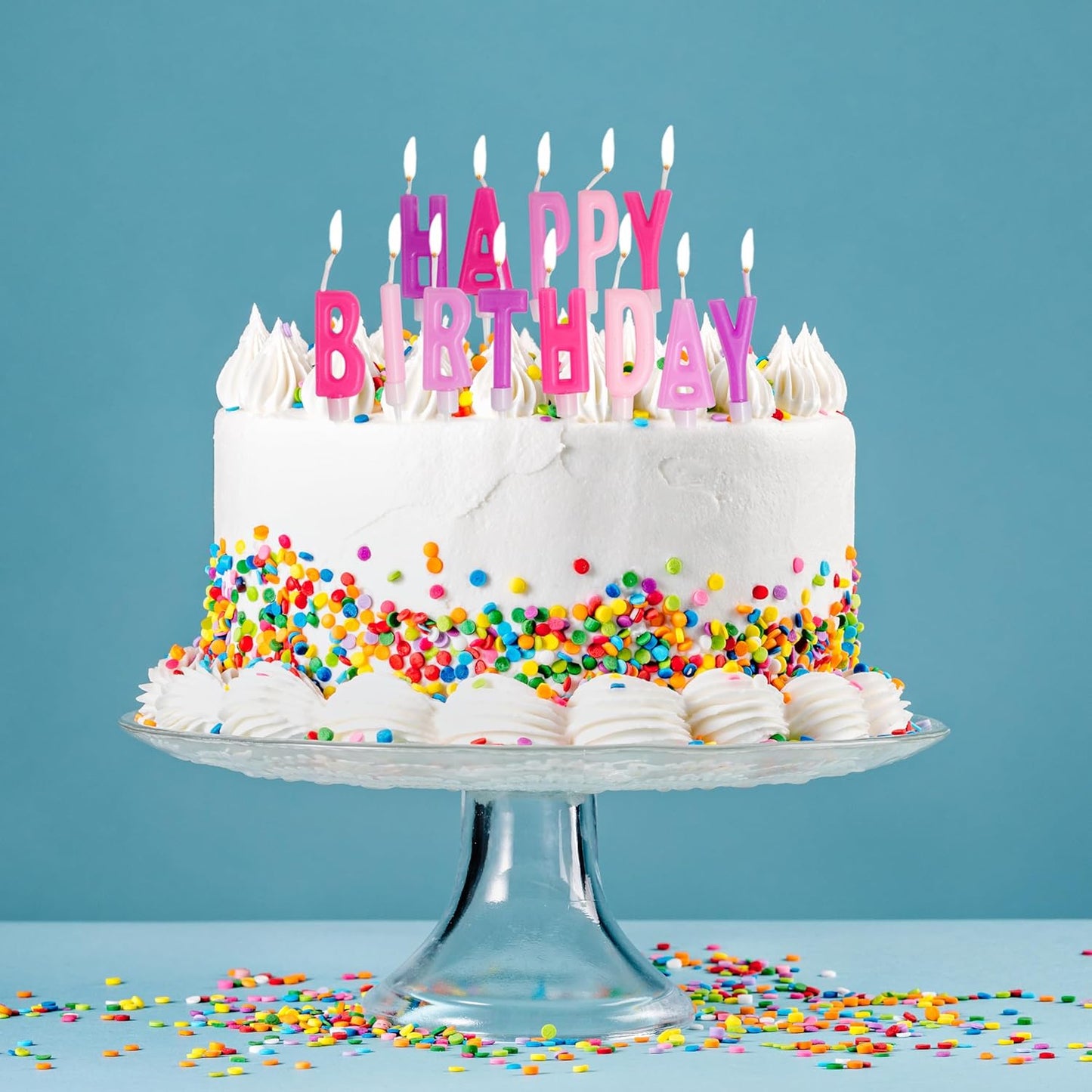 Happy Birthday Letter Candles, Pink & Purple Birthday Candles, Birthday Candle Set for Birthday Cakes, Party Decoration