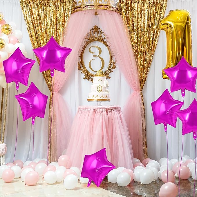 20 Pcs Rosered Star Balloons,18 Inch Star Foil Balloons,Stars Shaped Balloon Mylar Helium Balloon for Birthday Party Anniversary Wedding Baby Shower Decorations (Rosered)