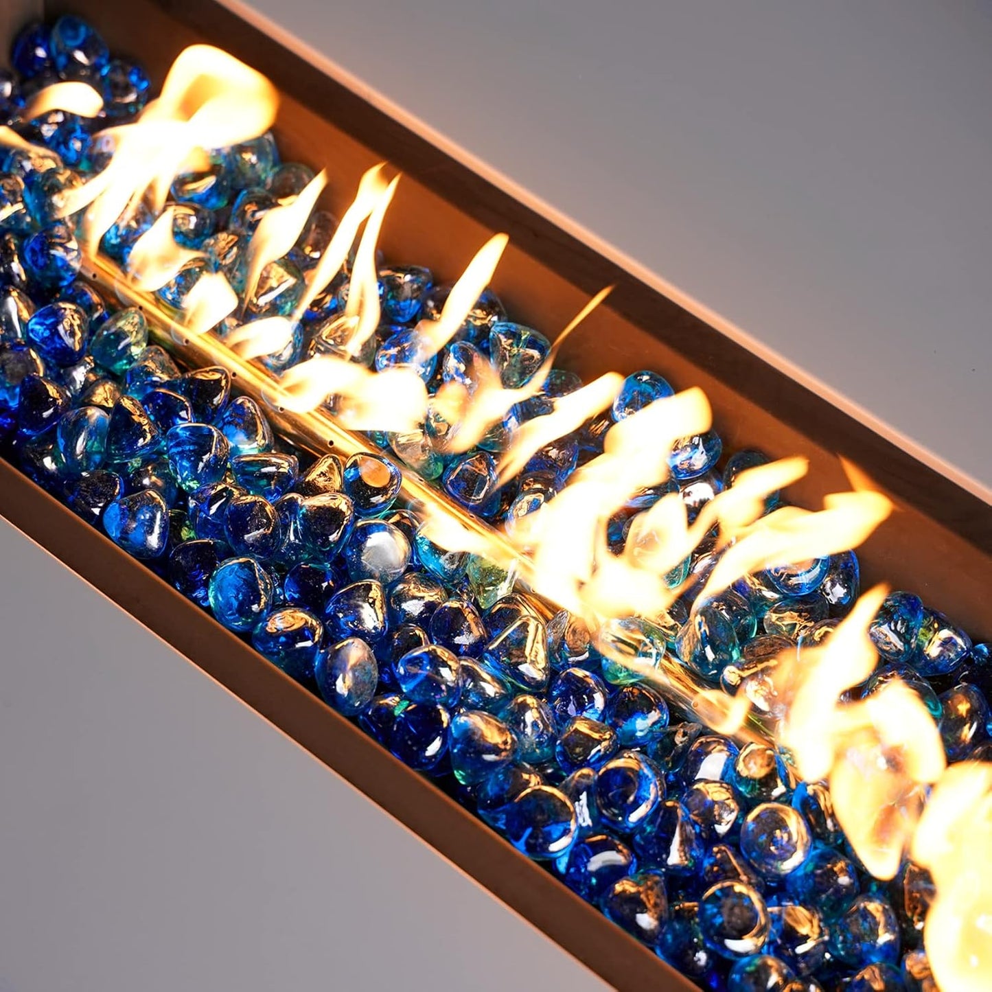 Mr. Fireglass 10 Pounds Blended Fire Glass Diamonds for Fireplace Fire Pit & Lanscaping - 1 inch High Luster Cobalt Blue Fire Rocks