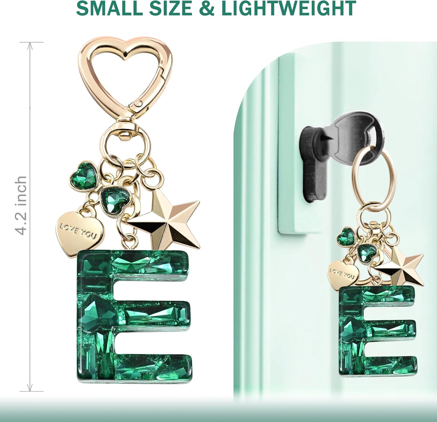 Cute Bling Keychain initial Letter Butterfly Star Pink Purple Gift for Women Girls Bag Cup Charms Accessories