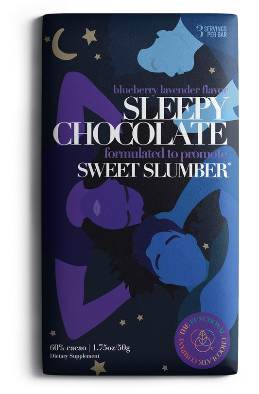 Sleepy Chocolate Bar – Premium Dark Chocolate with Chamomile, Passionflower & Melatonin for Restful Sleep, Vegan & Gluten-Free (1.5 oz (3) serving bar)