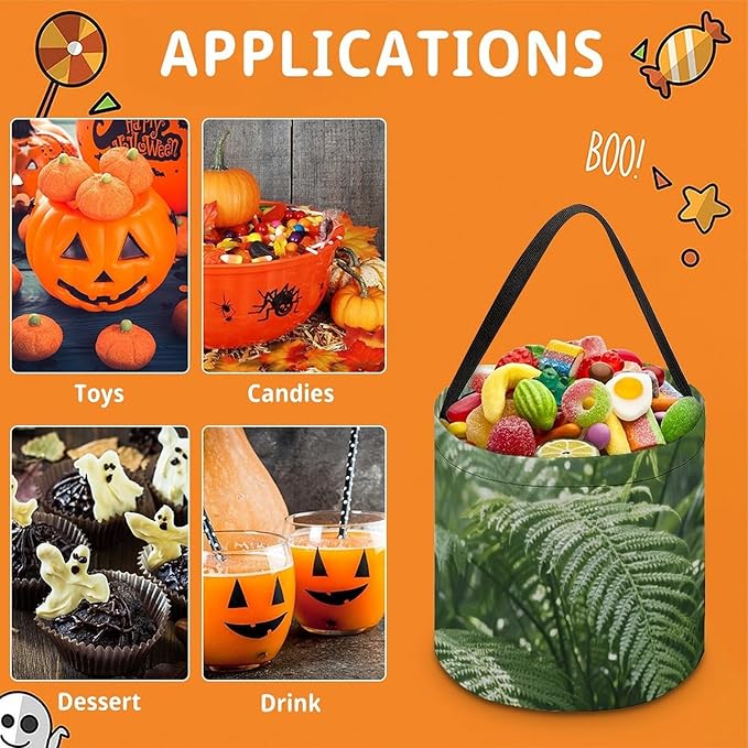 Halloween Candy Bucket - Green Plants Trick Or Treat Candy Bag, Gift Bag for Party Favor Supplies