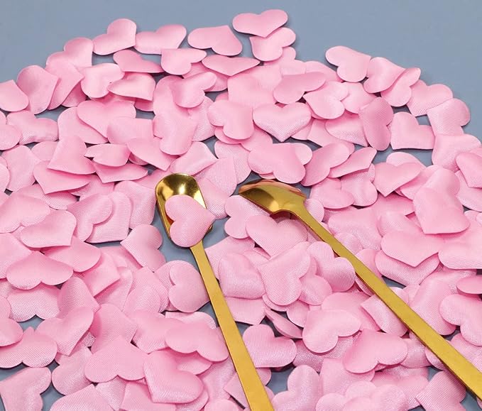 ONLYKXY 200Pcs Sponge Confetti Flower Decor Heart Shape Petals Table Wedding Decoration Glitter Scatter for Wedding Party Valentine's Day Scatter Ponge Petal Confetti (Pink)