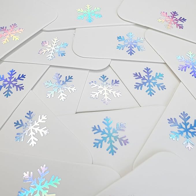 ASYEHJNR 100Pcs Blank Gift Tags with String Iridescent Foil Snowflake Large Gift Tags White Paper with 65 Ft Jute Twine Cute Tags for Christmas Xmas Holiday Winter Wonderland Gift Wrap Tags