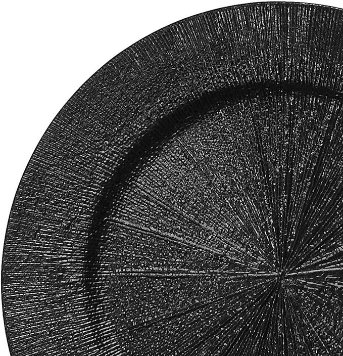 13" Round Black Charger Plates, Elegant Serving Chargers Plate Set Bulk for Wedding Dinner Holiday Party Event Table Setting Decoration, Set of 6