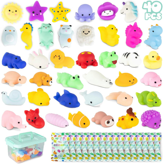 BONNYCO Mochi Squishy Toys Bulk for Kids Party Favors Pack 40. Goodie Bags Stuffers for Kids 3-5 4-8, Return Gifts Birthday Party. Squishy Fidget Toys, Pinata Stuffers Birthday Boys Girls Kawaii