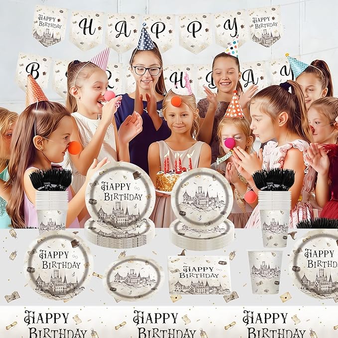 152PCS Magical Wizard Plates Napkins Birthday Party Supplies,Magical Party Paper Plates and Napkins Kit for Boys and Girls Birthday Baby Shower Party Decorations,Serves 30