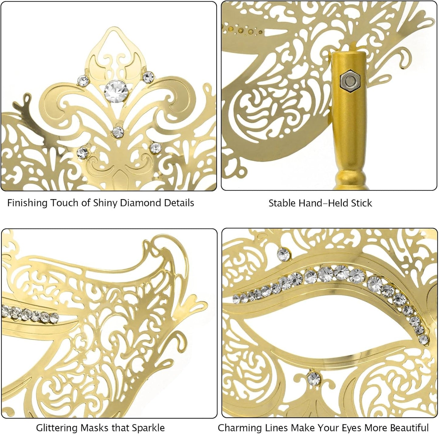 Coddsmz Masquerade Mask with Stick Venetian Mask Mardi Gras Decorations for Womens Halloween Costume Mask