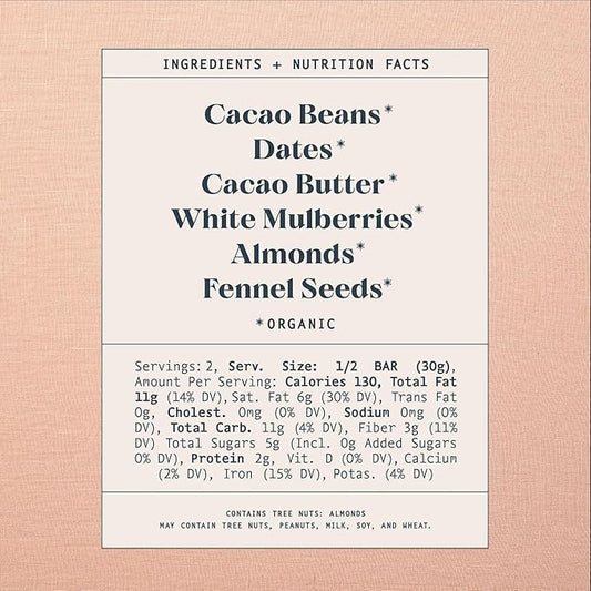 Spring & Mulberry Dark Chocolate Bars – Healthy Chocolate, Date-Sweetened - Mulberry Fennel 3 Pack