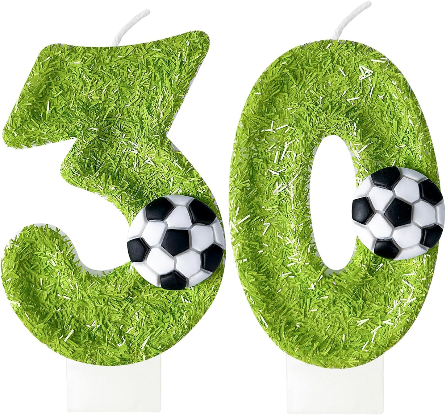 30th Birthday Candles，Soccer Birthday Decorations，Suitable for Girl and boy Cake Toppers, Wedding Cakes, Anniversaries, Party Celebrations, Birthday Decorations