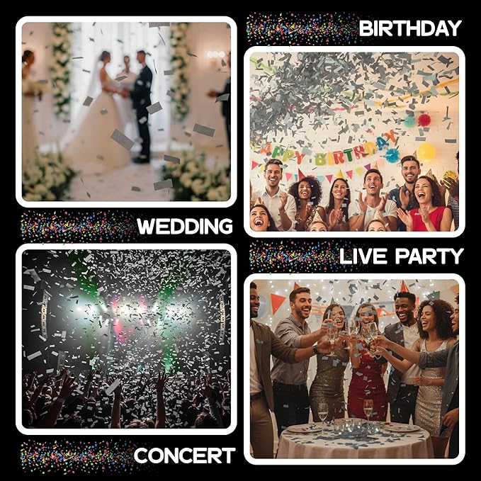 Ultimate Confetti - Gray Biodegradable Confetti - Rectangular Flame-Resistant and Slow-Falling Tissue Paper Confetti for Cannon and Launcher use – Best for Celebrations - 1 lb, 16 oz