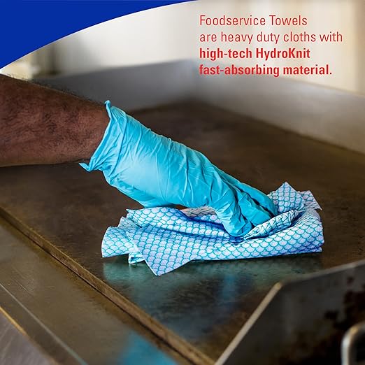 WypAll CriticalClean High Capacity Cloths Heavy Duty Foodservice Wipes (05927), Quarterfold Towels, Blue (1 Box of 300 Sheets, 300 Sheet Total)