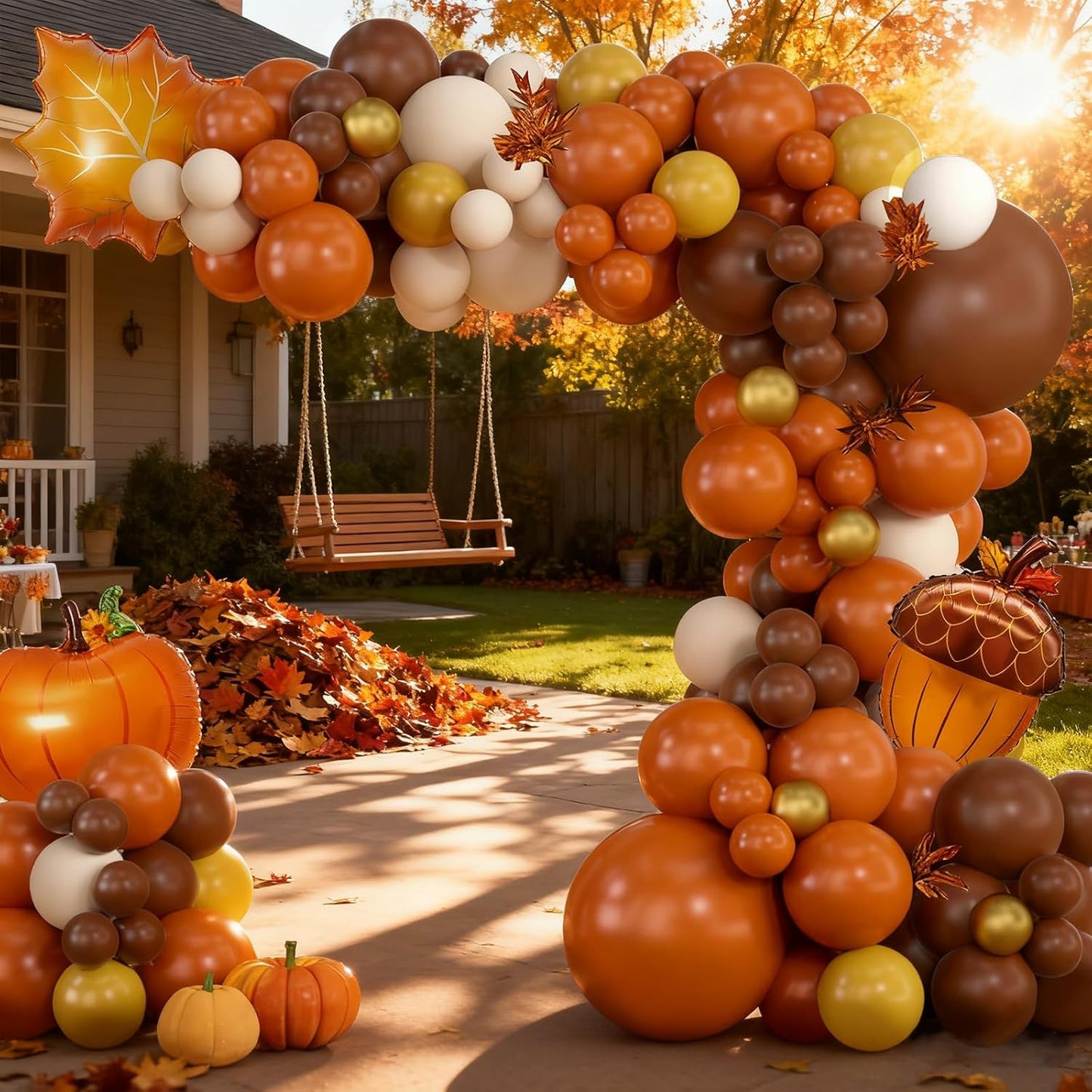 Pumpkin Fall Balloon Arch Kit Orange Coffee Brown White Thanksgiving Balloon Arch Garland for Fall Baby Shower Thanksgiving Decorations Autumn Birthday Party