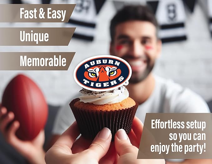Auburn Party Supplies for Football, Birthday Gift, Graduation Party Banner and Cake Toppers (42 Pieces) (Auburn Tigers)