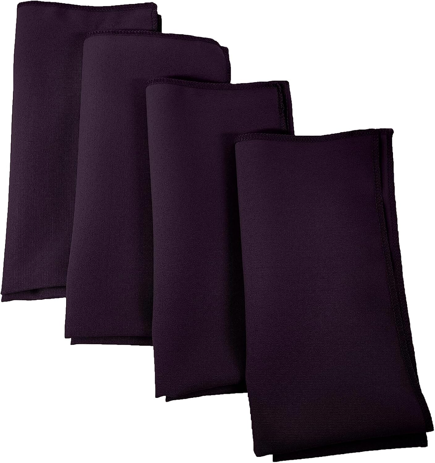 LA Linen 4-Pack Poly Blend Napkins - Soft, Washable, Stain & Wrinkle Resistant - Dinner & Party Napkins - 18x18 - Eggplant