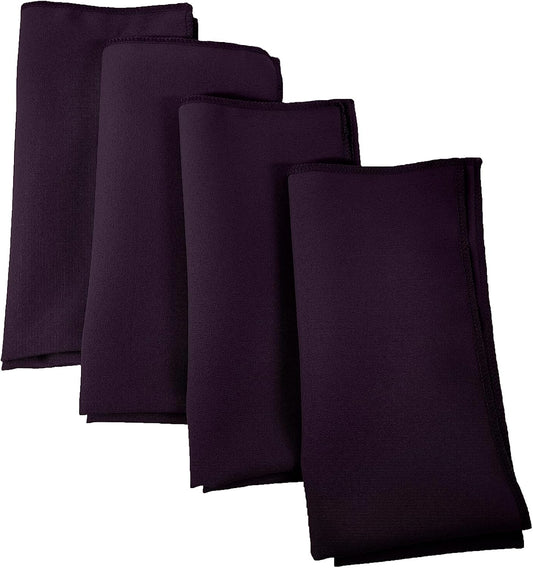 LA Linen 4-Pack Poly Blend Napkins - Soft, Washable, Stain & Wrinkle Resistant - Dinner & Party Napkins - 18x18 - Eggplant