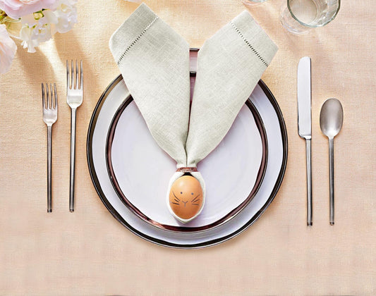 Ruvanti Premium Linen Napkins Set of 4-20x20 Inch, Classic Hemstitch, Mitered Corner Cloth Napkins ‎‎- Soft, Elegant Dinner Napkins Cloth Washable for Weddings, Parties, Everyday Use - Ivory
