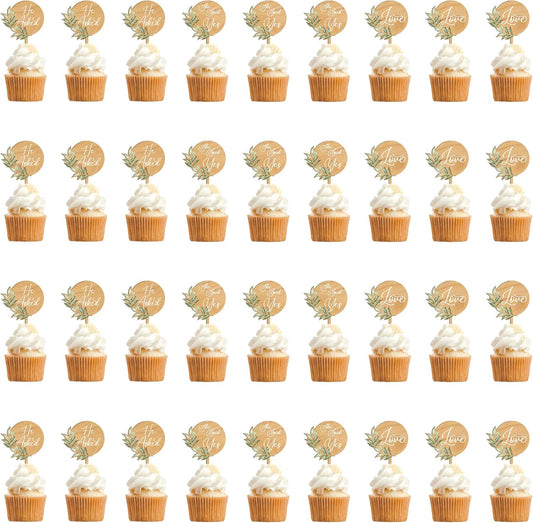 36 PCS Engagement Party Cupcake Toppers She Said Yes Cake Cupcake Decorations in Wood