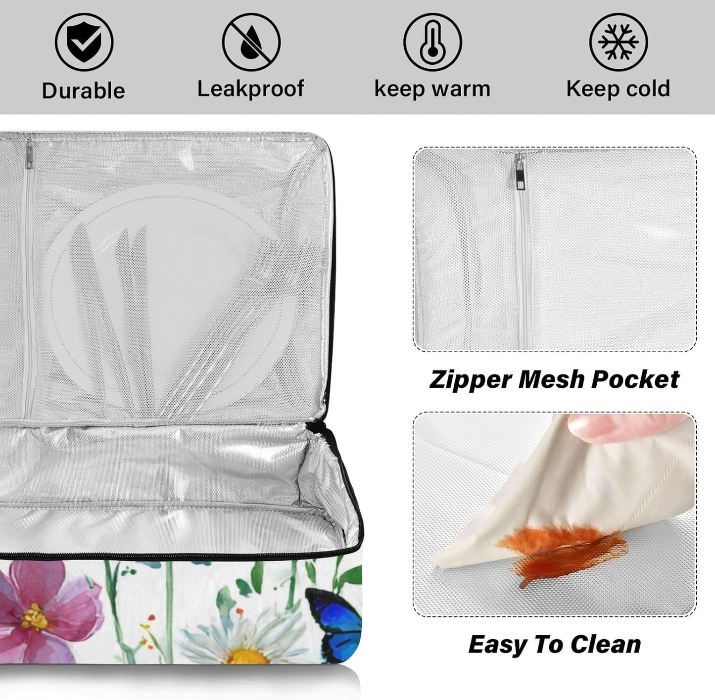 Casserole Carriers for Hot or Cold Food Reusable Casserole Dish Carrier Insulated Thermal Large Capacity Durable Perfect for Party Camping Family Gatherings Yellow Fish