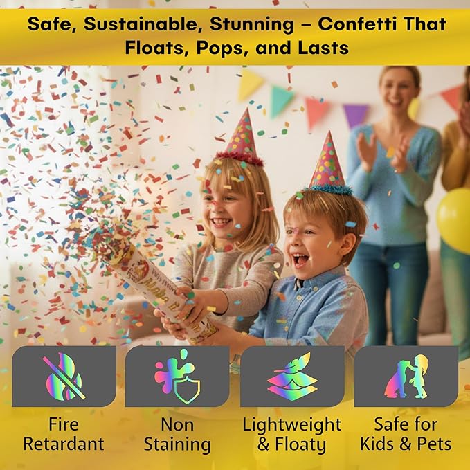 12 Pack 12 Inch Confetti Poppers, Biodegradable Confetti Popper Set for Wedding, Birthday Party Celebrations | Releases 15 ft in the Air